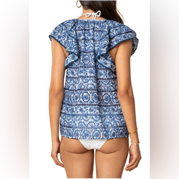 SHOSHANNA Printed Flutter Sleeve Top - Picture 3 of 8